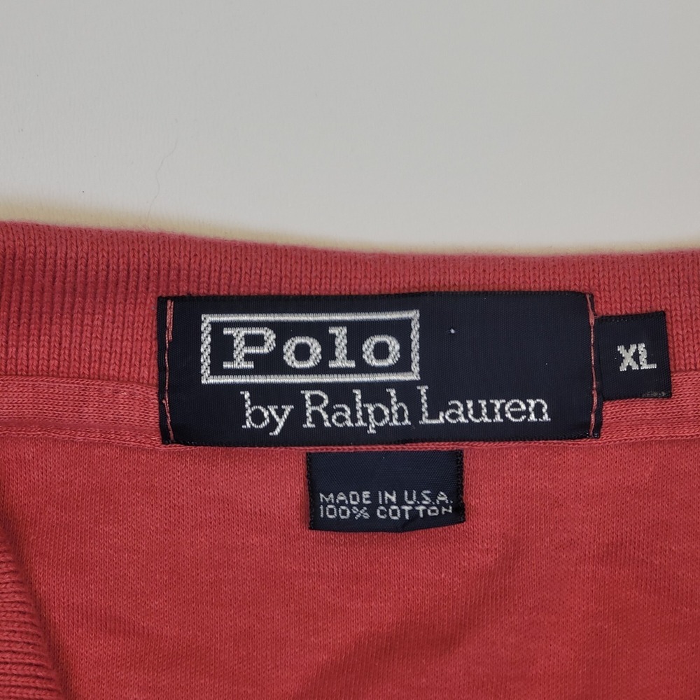 Vintage Polo Ralph Lauren Made in USA Red Casual Polo Short Sleeve Shirt Men XL - Picture 6 of 6